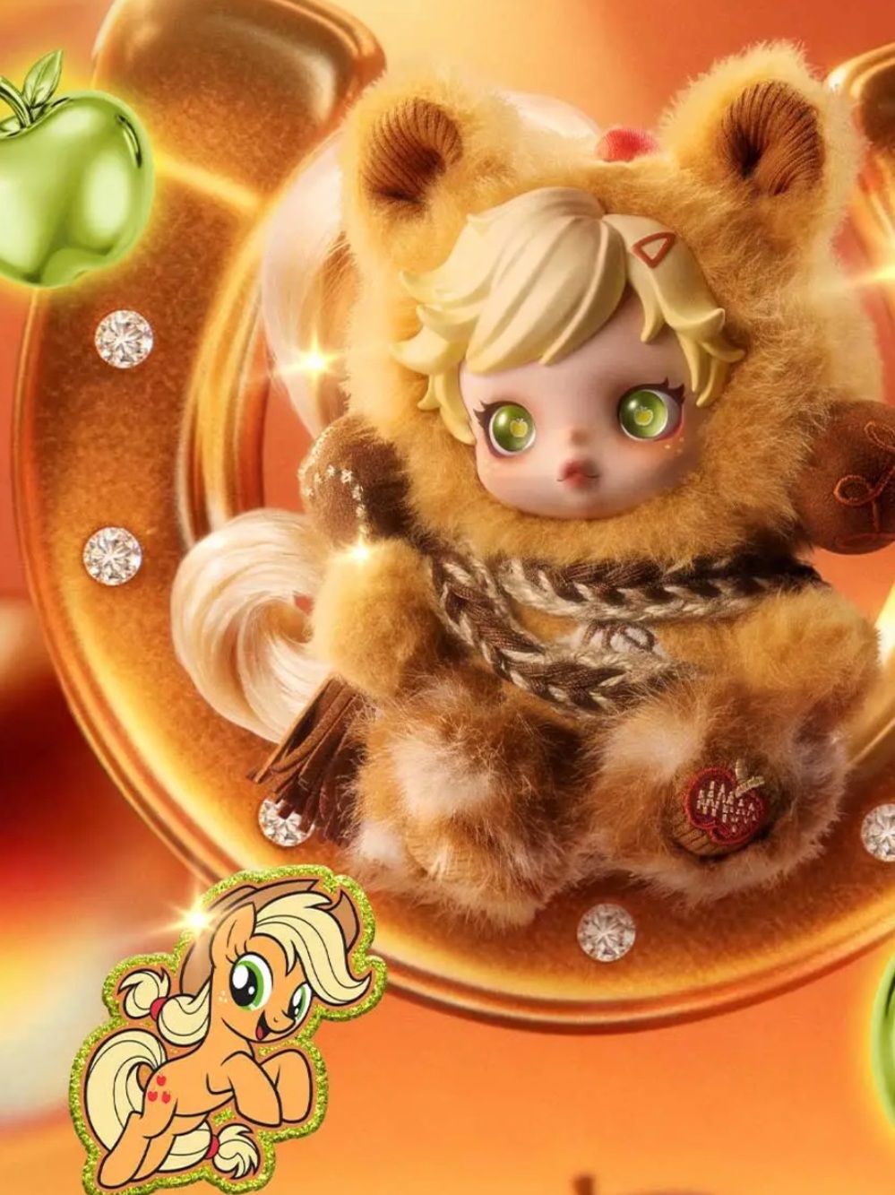 Applejack Skullpanda My Little Pony Plush Doll Pendant